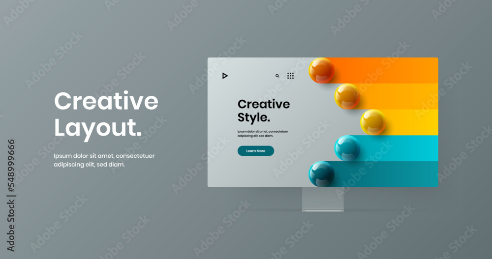 Aufkleber vivid computer display mockup web banner illustration. colorful site screen design vector layout.