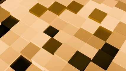 Brown squares. Design.Dark squares of different colors that rise in turn in abstraction.