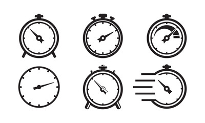 stopwatch icon collections, vector image with black and white color