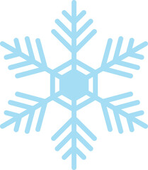 Blue snowflake icon silhouette for Christmas, winter ornament isolated on transparent background, clip art, PNG illustration for paper cut craft, print design, pattern, DIY. card