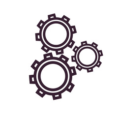 Gears and cogs vector. Mechanism wheels logo flat design. Cogwheel concept template.