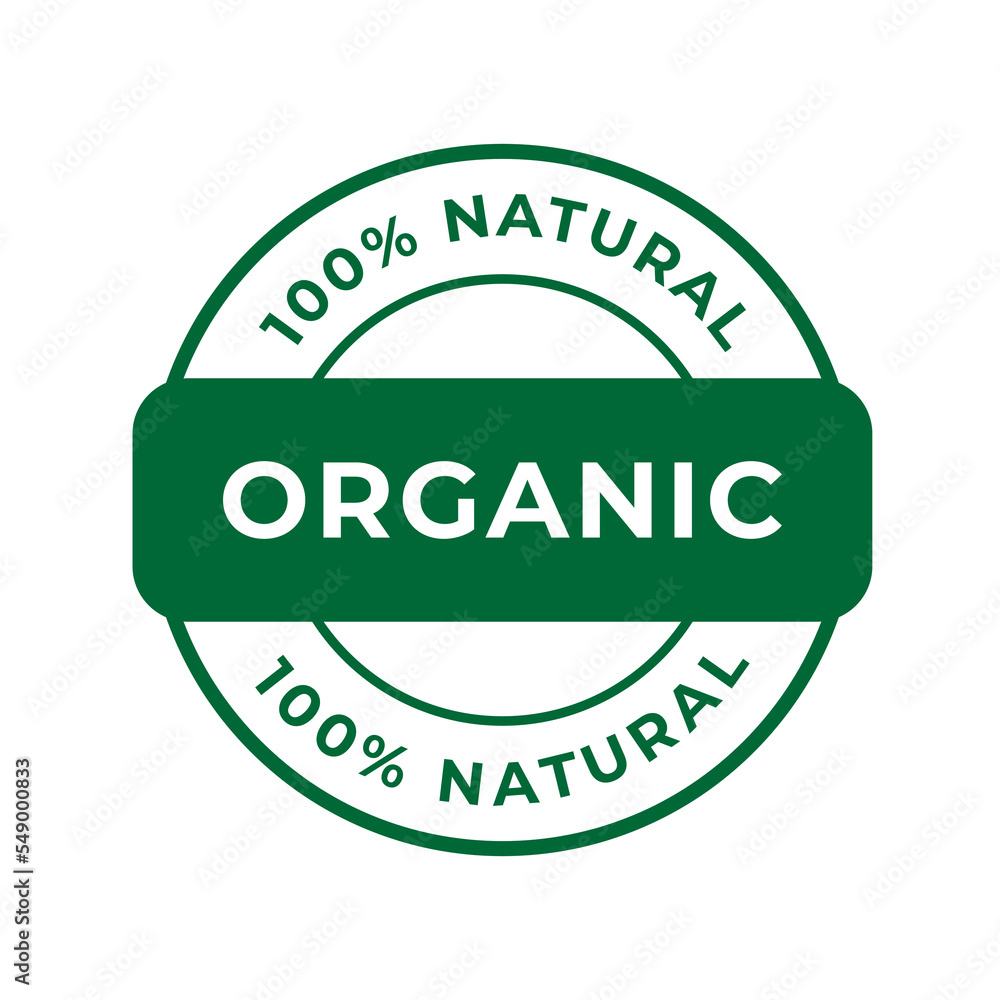 Wall mural 100 % organic and natural product label, icon, sign, logo. sticker for organic products. organic foo - Wall murals