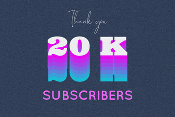 20 K subscribers celebration greeting banner with Multi color Design