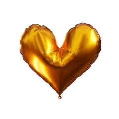 3d render of gold heart balloon isolated on transparent background, png