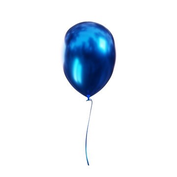 3d render of blue balloon isolated on transparent background, png