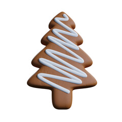 3d render of gingerbread christmas tree isolated on transparent background, png