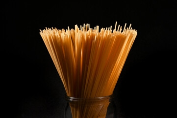 Thin long vermicelli on the table in the kitchen 
