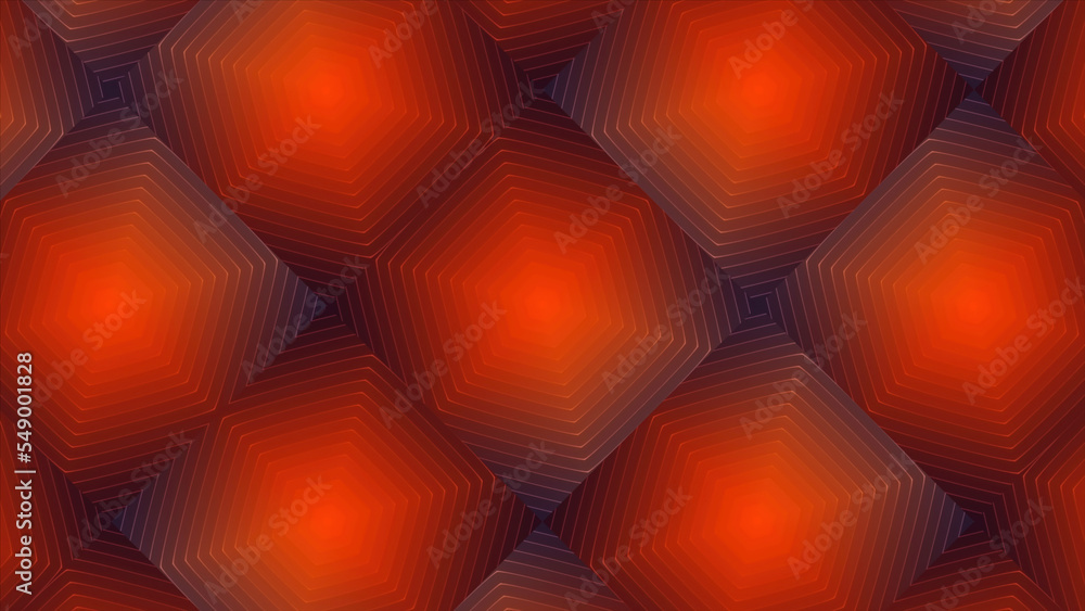 Poster bright red background. motion.large squares that hypnotize in animation.