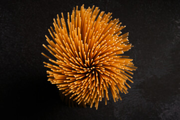 Thin long vermicelli on the table in the kitchen 
