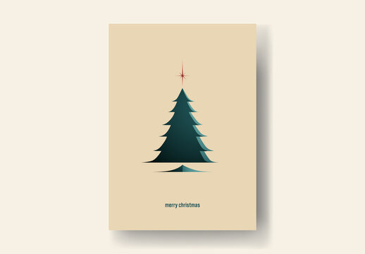 Green Vintage Christmas Tree Card