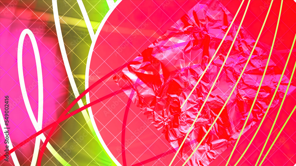 Poster multicolored background. motion.a bright background with white lines that draw circles and patterns 