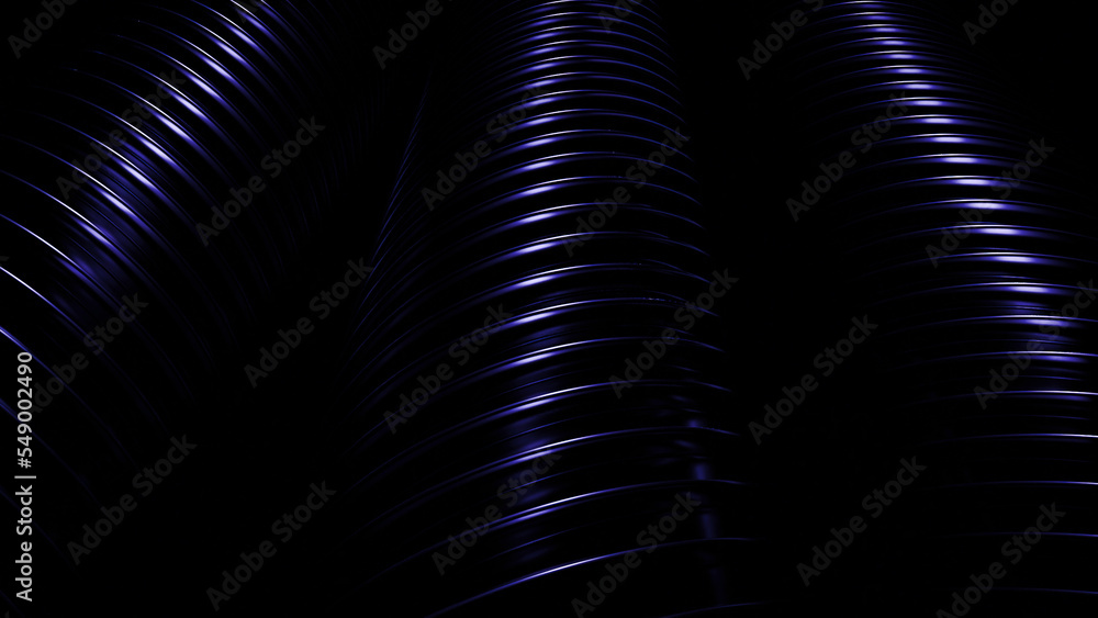 Poster background with moving pipes and rings. design. rings on pipe in dark space. moving 3d tubes with ri