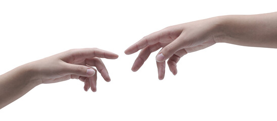 PNG file no background Female hands reaching each other