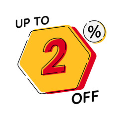 Vector of discount up to 2%, suitable for advertising content