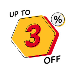 Vector of discount up to 3%, suitable for advertising content