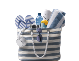 PNG file no background Stylish beach bag with accessories