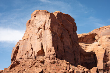 Fototapeta premium Detail of a rocky mountain in the desert of Monument Valley