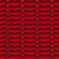 Seamless pattern with beautiful red cartoon lips. Wallpaper or fabric print. Valentines day card.