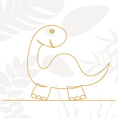 dinosaur sketch, continuous line drawing, vector