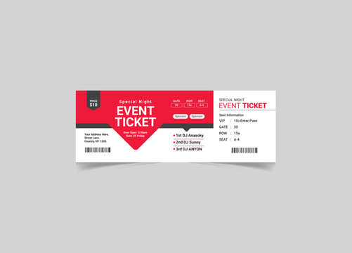 Event Ticket Vector Template 123