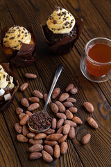 Cocoa desserts, premium chocolate on the background
