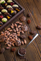 Cocoa desserts, premium chocolate on the background
