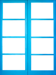 Blue wooden vintage window isolated on transparent  background