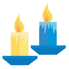 Wax candles on white background