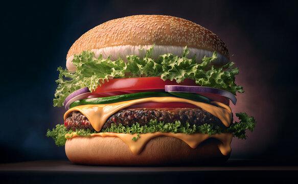 Abstract art. Colorful digital art of a Hamburger. Background illustration. Digital art image.