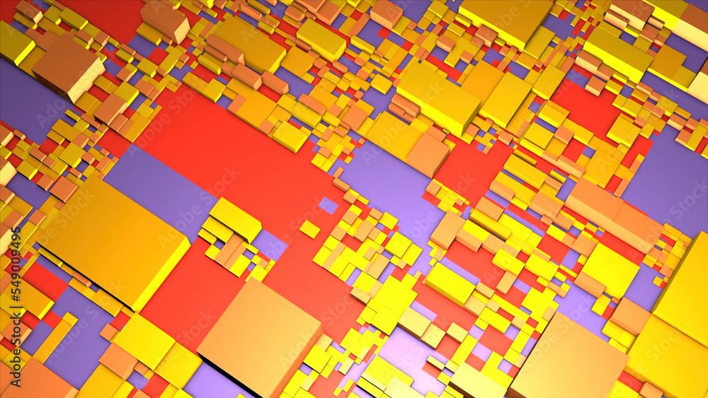 Poster bright squares of different colors. motion. multi-colored animation that moves and shows squares of 