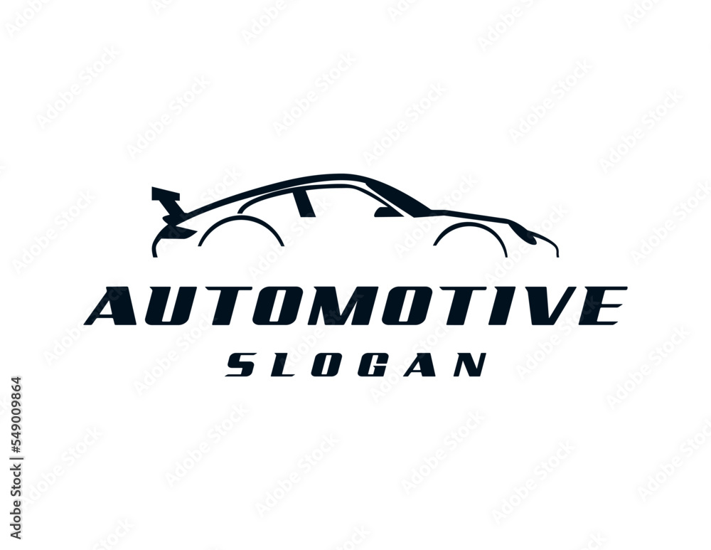 Poster logo design about automotive on white background. created using the coreldraw application.