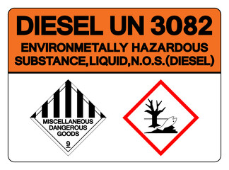 Diesel UN 3082 Label Symbol Sign ,Vector Illustration, Isolate On White Background Label .EPS10