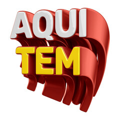 Selo 3d aqui tem em vermelho e amarelo, selo de ofertas isolado 