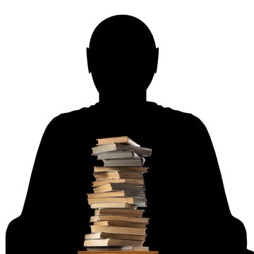 recommend clip art: stack of books on black silhouette background