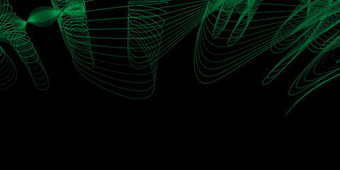 Vector Abstract shiny color green wave design element on dark background