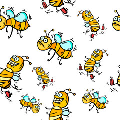 Cartoon Bees Pattern Clipart