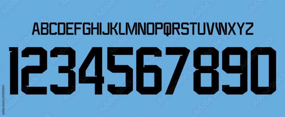 Poster font vector team 2022 kit sport style font. football style font with lines and points inside. suarez