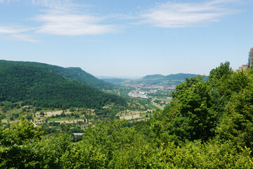 Swabian Alb landscapes, view from Bad Urach castle, Germany	