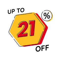 Vector of discount up to 21%, suitable for advertising content
