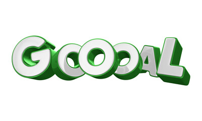 Green goal 3d font, isolated goal stamp