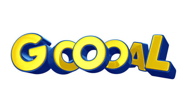 Yellow and blue goal 3d font, isolated goal stamp