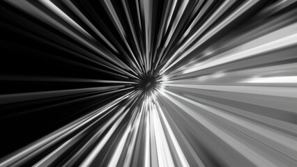Gray and purple background. Motion.An illuminated tunnel in abstraction that rotates and bright light rays emanate from it.