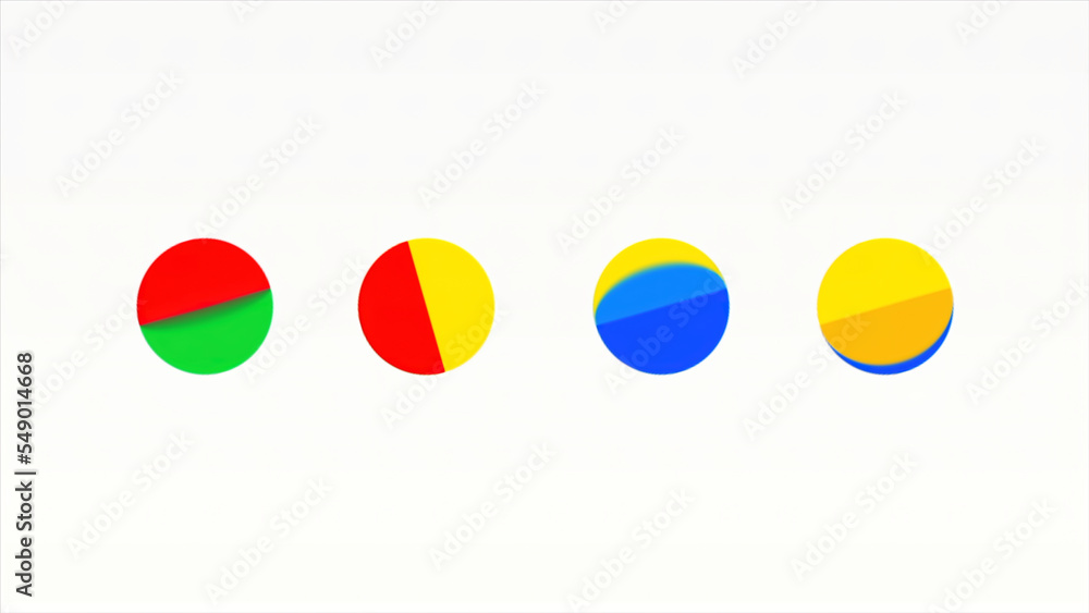 Poster white background. motion.bright circles change color very quickly in animation.