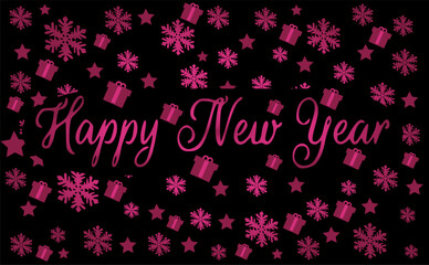 New Year decorative background with snowflakes and stars