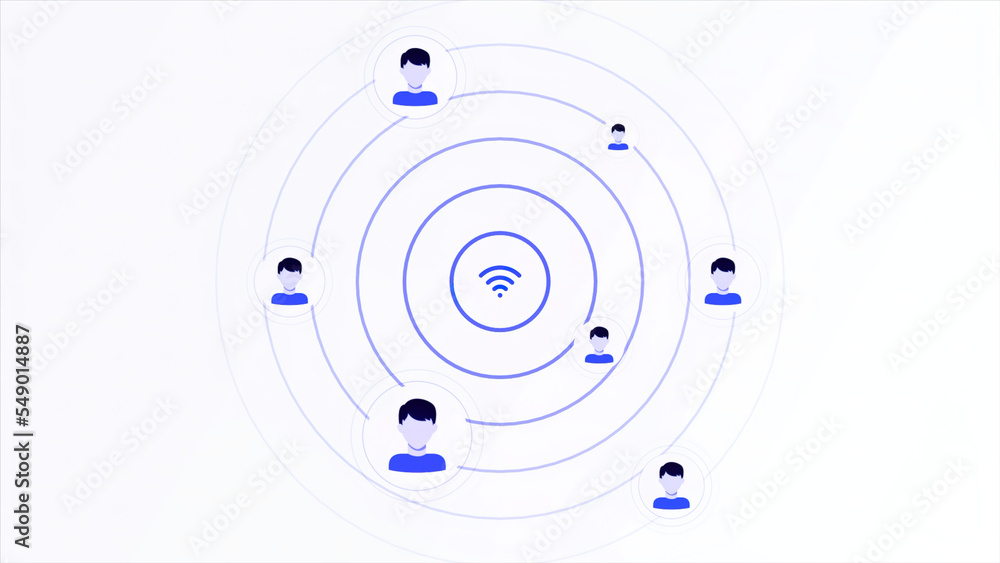 Aufkleber internet icon with moving waves. motion. background of moving lines and connection icon. computer in