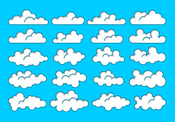 Clouds set on blue background in vector EPS 8