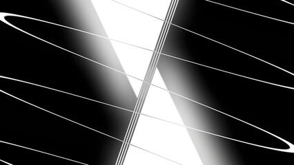 Black background. Motion.A white line that bends and glitters in different directions and different triangles appear in the animation.