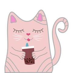  funny pink cat unicorn. Concept of miracles and magic.