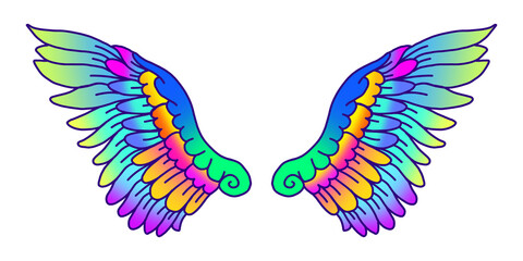 Fototapeta na wymiar Angel Wings Illustration, Colorful hand drawn wings, Wings background, Cute wings for photo shot, Illustration Angel Wings
