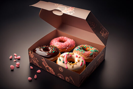 various donuts in a box
